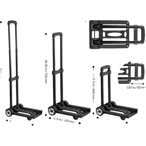Chariot pliant, léger, haute capacité de charge, 110 lbs (1/2)