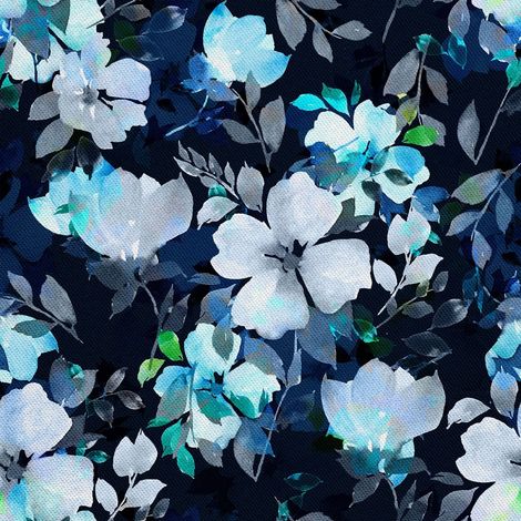 Tela decorativa para exteriores Oxford - Motivo floral sobre fondo azul I DX175 (1/5)