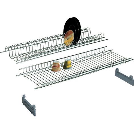 Mensola scolapiatti in acciaio plastificato bianco 76 cm con supporti laterali per mobile cucina