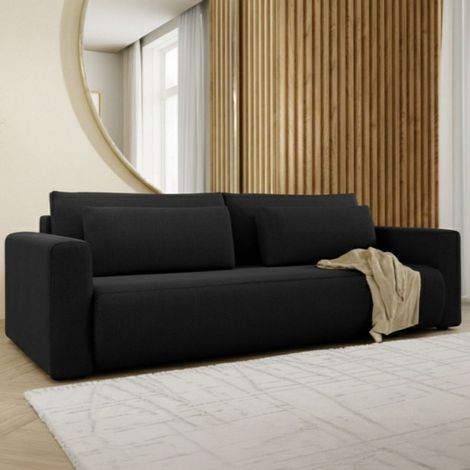 Sofá Cama 2 Plazas Erbezzo, con Almacenaje, Apertura Libro, Reclinable, 240x105 cm Negro (1/5)