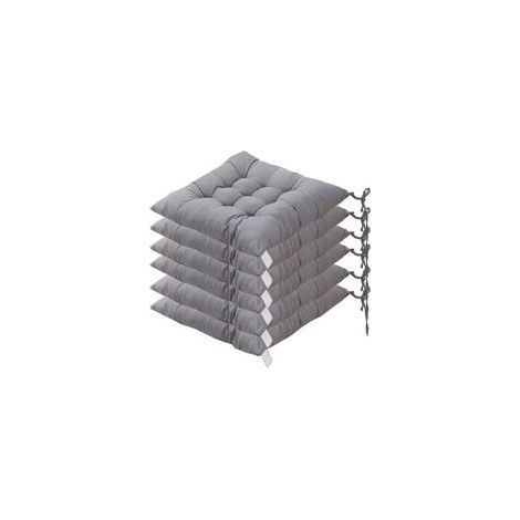 6 Coussins de Chaise Carrés 40x40 cm – Décoration Intérieure/Extérieure, Matelassés, Confortables et Colorés (Gris) (1/5)