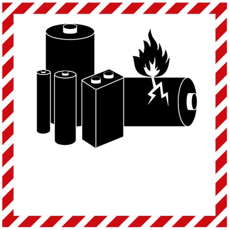 Etichetta in PVC Marchio batterie al litio neutro - Misura: 100mm x 100mm - Numero Pezzi: 50 pezzi