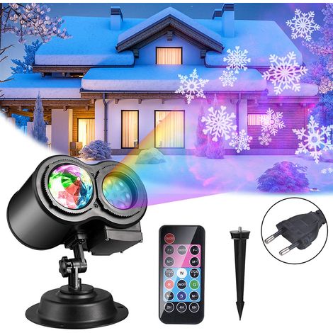 Projecteur Lumineux Noël - 2 Objectifs de Projection - 16 Diapositives - 10 Couleurs - Étanche IP44 - Pour Jardin Extérieur et Intérieur - 12 W - 1 Pièce (1/5)