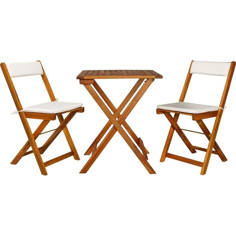 vidaXL Set da Bistrot 3 pz Pieghevole con Cuscini Massello di Acacia