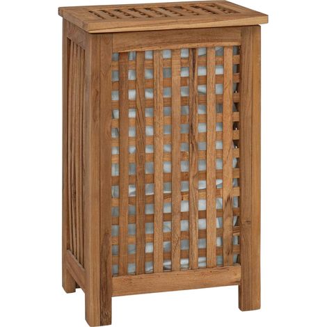 Wäschekorb Natur 35 x 25 x 60 cm Massivholz Teak vidaXL
