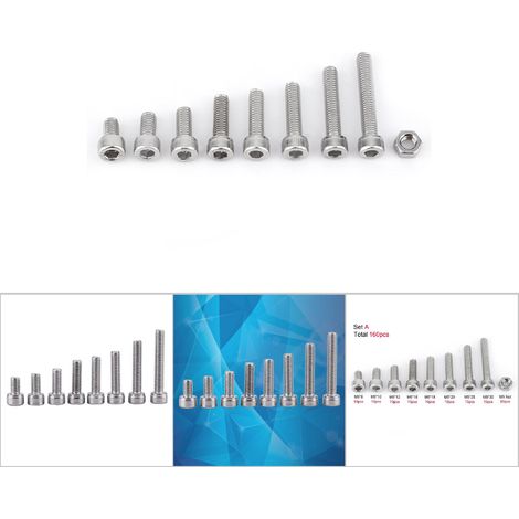 Assortment de Boulons et Écrous M5 en Acier Inoxydable SS304 à Tête Hexagonale Creuse (1/5)