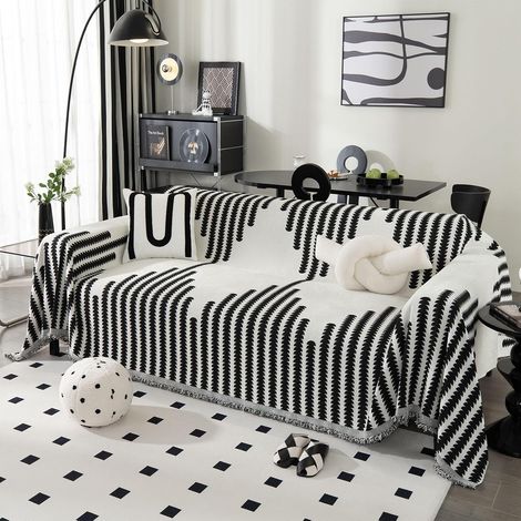 Housse de canapé,180 x 300 cm Couvre Canape Chenille,Lavable,Chiens Anti Griffe,Protection de Meubles pour 2 3 Places,Salon Chambre à Coucher Voyage,Utilisable Toute l'année(Noir) (1/5)
