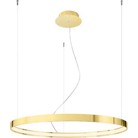 Pendelleuchte Hängelampe Wohnzimmerlampe Deckenlampe D 78 cm Gold-Ring LED 50W (1/5)