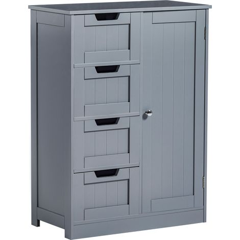 Priano 4 Drawer 1 Door Freestanding Cabinet Bathroom Storage Cupboard, Grey