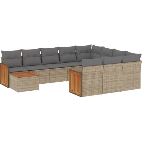 Maison Exclusive - Set de sofás de jardín 11pzas con cojines ratá (1/3)