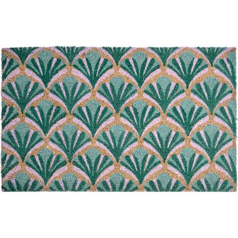 Felpudo de fibra de coco antideslizante 50 x 80 cm con dorso de PVC verde Tatalik