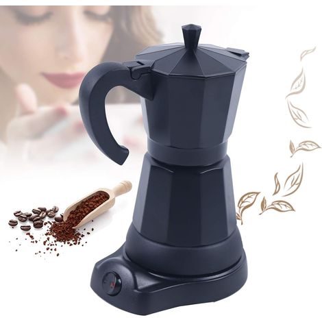 300ml Elektrische Kaffeemaschine Alu Espressokocher Mokka Espresso Kanne mit separatem Boden (1/5)