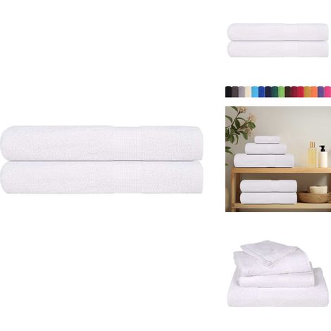 Serviettes de sauna 2 pcs blanc 80x200 cm 360 g/m² 100% coton - Serviette De Sauna - Serviettes De Sauna - Serviette - Serviette Avec Boucle De Suspension (1/5)