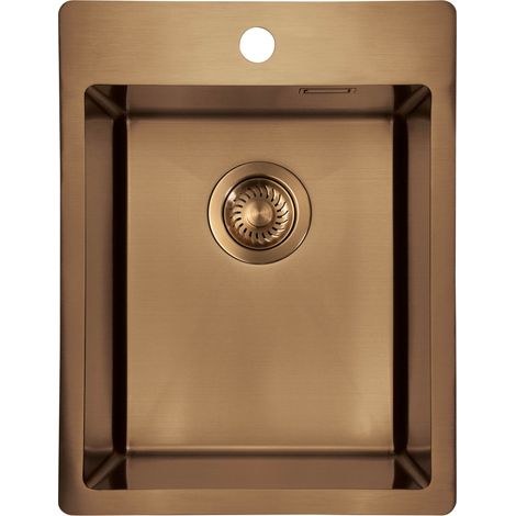 Einbauspülbecken Bronzefarben eckig 50,5 cm Edelstahl mit Siphon (1/2)