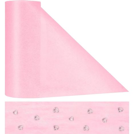 Chemin de Table Non Tissé Ruban de Table, Chemin Table Rose 23cmx30m, Courroie Décoration de Table avec 150 Coeurs Décoratifs pour Fêtes, Mariage, Baptême, Communion, Anniversaire (1/5)