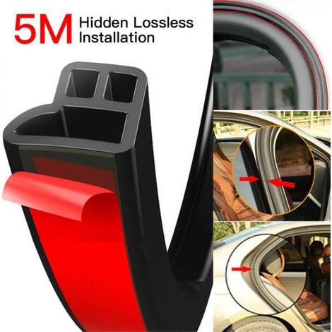 Joint Porte Auto - bande caoutchouc joint de portiere voiture caoutchouc adhesif, pour Fenêtre ou Porte de Voiture(5M) (1/4)
