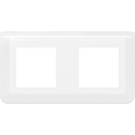 Legrand – Plaque de finition 2 postes horizontale blanche – Gamme Mosaic – Fixation par clips – Pour murs et cloisons