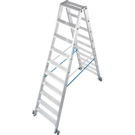 Krause Aluminium-Doppelleiter STABILO fahrbar 3,90 m Doppelstufenleiter (1/3)