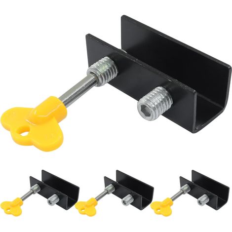 Verrou de sécurité pour fenêtre coulissante en alliage d'aluminium - Verrou de sécurité réglable - 14 × 16 mm, Noir (1/3)