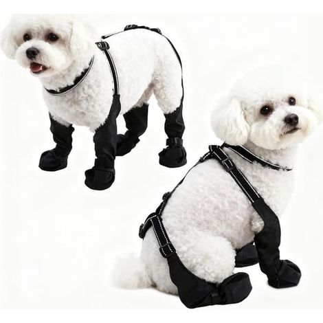 Chaussures pour chien anti-salissures et antidérapantes pour les promenades, avec brides réglables, en polyester respirant et semelles antidérapantes pour chiens âgés. Taille S. (1/5)