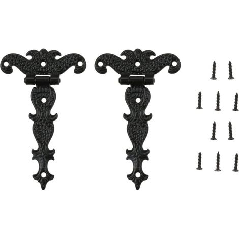 2er-Pack schwarze Türscharniere, dekorative T-Beschläge für Möbel, Stumpfscharniere für Fenster, Schränke (1/5)