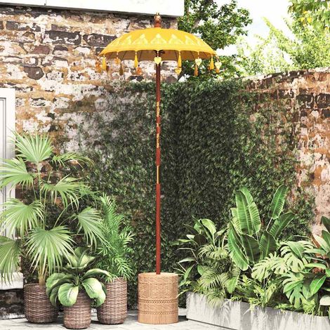 Balinese Parasol Yellow 125 x 125 x 260 cm Cotton and Wood vidaXL (1/5)