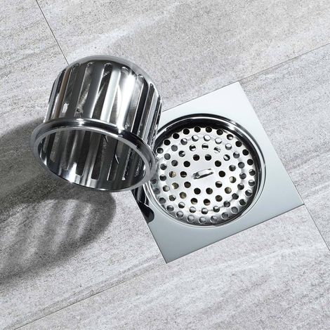 Scarico doccia cromato Scarico doccia in ottone Scarico doccia quadrato Scarico doccia extra piatto 100  100 mm Scarico a pavimento antiodore Adatto per cucina, bagno, balcone (1/4)