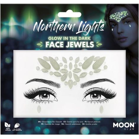 Moon Glow Face Jewels - Northern Lights - Glow In The Dark - M46502