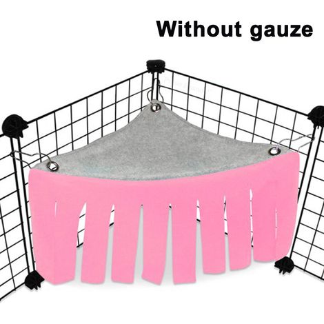 Hamac pour hamster, cochon d'Inde, lapin, maison d'angle à pompons, tente, nid, cachette pour animaux de compagnie, rose clair/bleu clair/vert fluo (1/5)