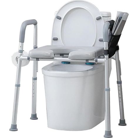 Rehausseur toilette adulte, Rehausseur WC Adulte pour les Seniors avec des Ventouses Maximisent la Sécurité, Cadre Sécurité WC Résistant avec Coussin de Siège Moelleux (1/5)