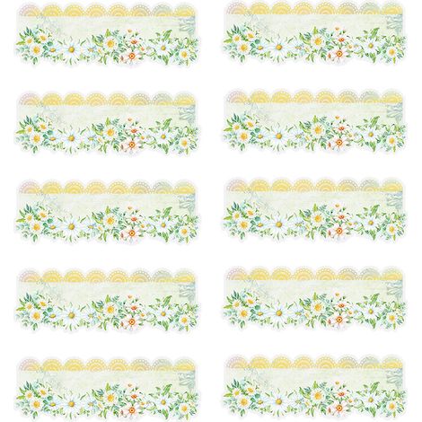 Autocollants pour animaux de compagnie « Une belle journée » : Série Dentelle romantique, 10 autocollants décoratifs en dentelle à faire soi-même pour un journal, fleurs épanouies et verdure (1/5)