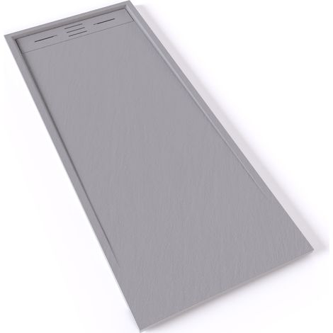 HIEMAL Receveur de douche 70 x 170 cm résine Gris aspect ardoise + bonde incluse - Salle de bain