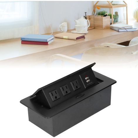 Prise de bureau encastrée avec double port USB, 250V AC 10A standard américain pour charge rapide