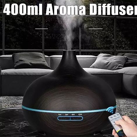 Diffuseur d'arômes ultrasonique Bluetooth 220 V, finition bois foncé, télécommande Bluetooth, compatible avec les normes européennes. Idéal pour la maison ou le bureau. Générateur d'oxygène pour l'eau (1/5)