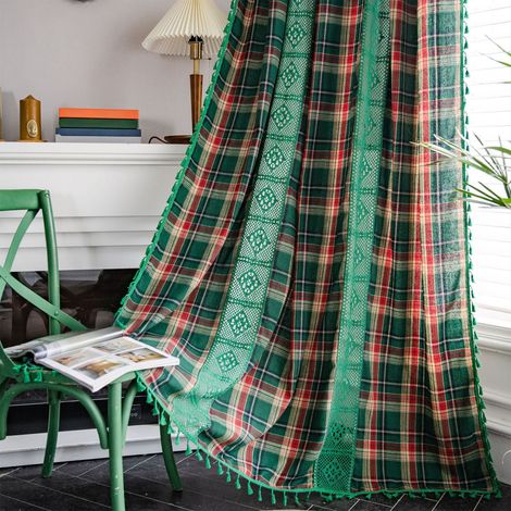 Rideaux De Noël - Velours Épais Pour Obscurcissement - Thème Hivernal Flocons De Neige - 150 X 160 Cm - Vert - Lot De 1 (1/5)