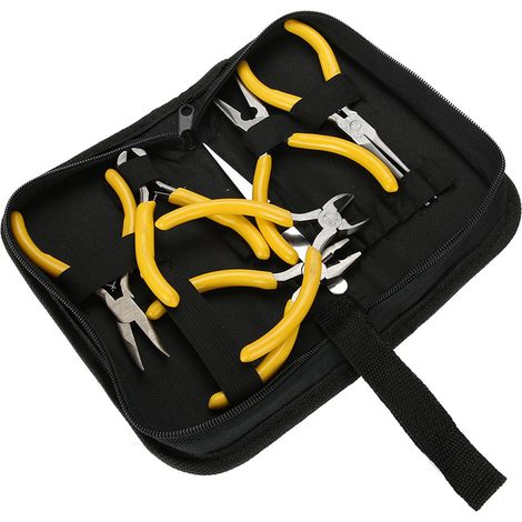 Kit de 6 pinces professionnelles pour bijoux, comprenant une pince à bec long coudé, pour la fabrication de bijoux DIY. (1/5)