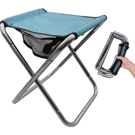 Tabouret pliant portable – Tabouret de camping – Mini tabouret (L, Bleu),Grand tabouret pliant portable d'extérieur (en alliage d'aluminium) (1/5)