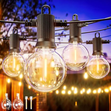 Guirlande Lumineuse Extérieure, 100FT/30M G40 LED Guirlande Guinguette Extérieur avec 40 Ampoules + 2 Rechange, 2700K Blanc Chaud Étanche pour Fête Jardin Mariage Patio (1/5)