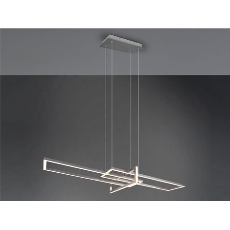 Große LED Pendelleuchte SALINAS lang mit Switch Dimmer Silber, Breite 110cm (1/5)