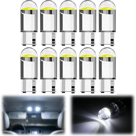 10pcs T10 W5W LED 194 Ampoule Voiture 12V 6000K Blanc, Ampoule de Remplacement pour Plaque d'Immatriculation, Feu de Position Latéral, Plafonnier, Veilleuse, Lampe de Lecture (1/5)