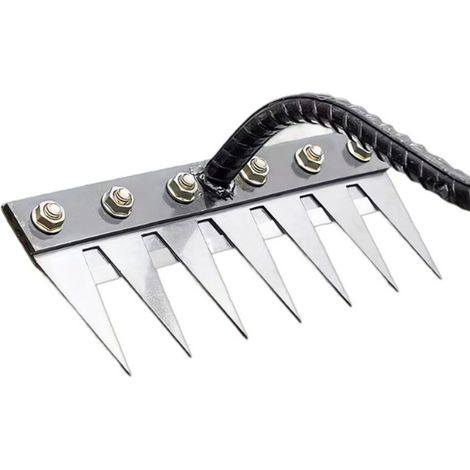 Crezuo Unkrautstecher für lockeren Boden, 7 Metallzähne, vielseitig einsetzbar, auch für hartes Gras, Gartengeschenk, Unkrautvernichter, robust, einfach zu bedienen, Gartenarbeit, Aussaat, Blumenbeete