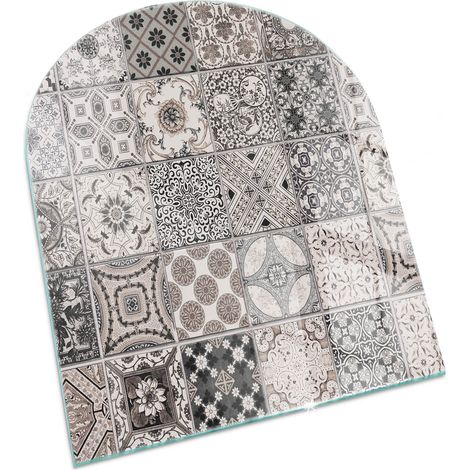 Piastra per Camino di Vetro Temperato Premium Design Elegante e Sicuro Protezione del Pavimento dal Calore Motivo decorativo per piastrelle 80x70 cm (1/5)