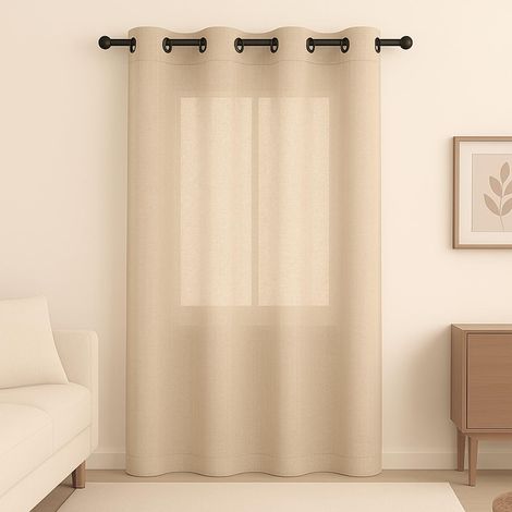 Tenda semi coprente da interno con occhielli in metallo - Pannello con misura 140x280 cm Tenda elegante per interni - Colore Beige (1/5)