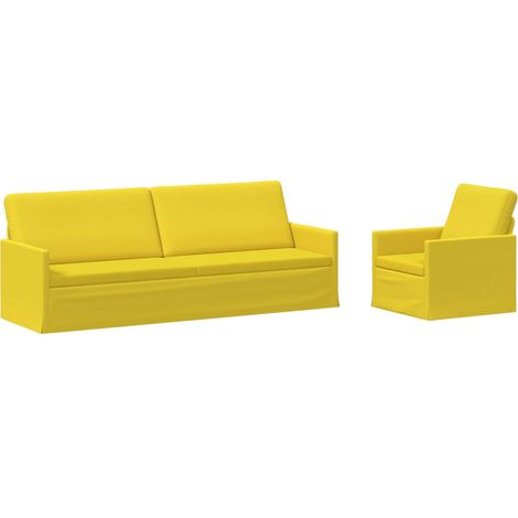 Juego de Sofá 2 pcs Amarillo Claro Tela vidaXL (1/5)