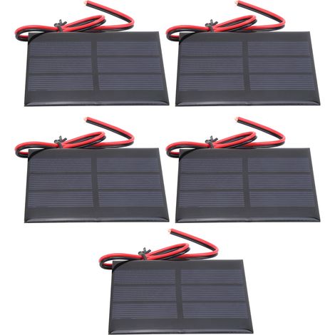 Lot de 5 mini modules de cellules solaires avec câble de 30 cm, dimensions 60 x 80 x 3 mm, puissance 0,65 W, 1,5 V CC (1/5)