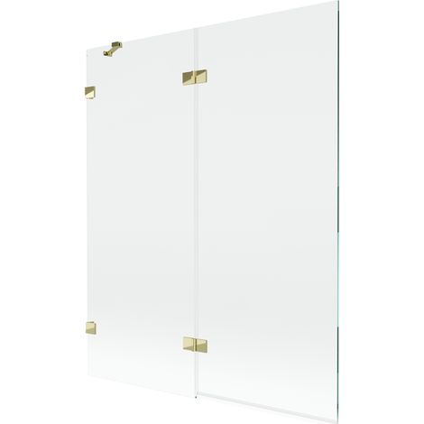 Mexen Lunar paravento da bagno a 2 ante sinistro 140 x 150 cm, trasparente, dorato - 897-140-100-50-00-L (1/5)
