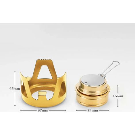 Réchaud à gaz de camping robuste et durable, puissance de feu réglable, mini réchaud à alcool portable, support en alliage d'aluminium, idéal pour les pique-niques en plein air. (1/2)