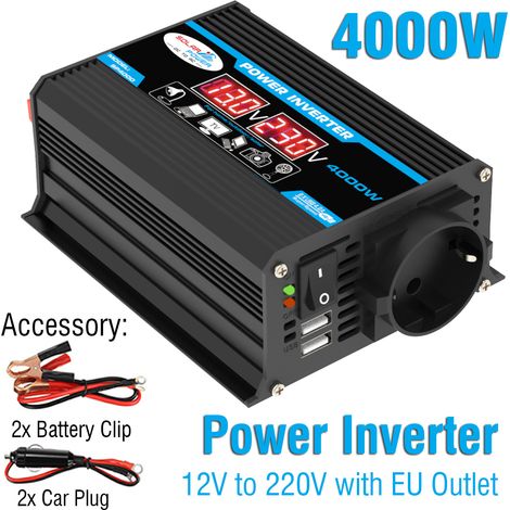 Onduleur 4000 W 12 V à 220 V à onde sinusoïdale pure avec télécommande et transformateur à onde sinusoïdale pure avec télécommande (1/5)