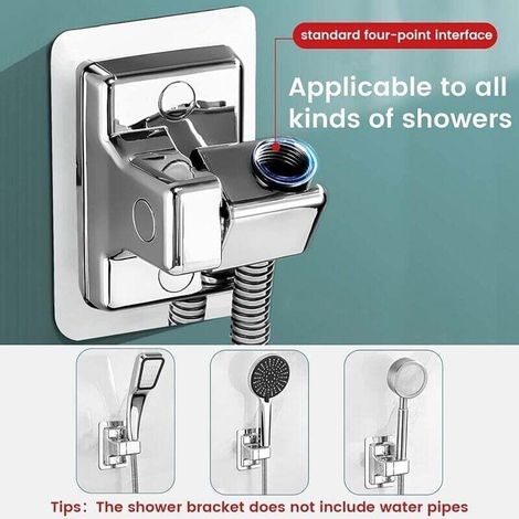 Supporto per soffione doccia - Regolabile universalmente a 360° - Installazione potente e senza forature - Montaggio a parete per il bagno - Plastica ABS (1/3)