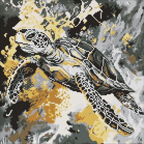 Mosaico de diamantes - Tortuga dorada 40x40cm